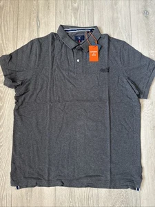 Superdry Neu Herren Poloshirt Slim Fit Destroyed-Baumwolle Dunkelgrau 3XL UVP 39,99 £ - Bild 1 von 4