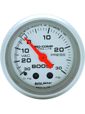 Auto Meter 2-1/16 Boost/Vacuum, 30 In HG/30 PSI, Mechanical, Ultra-Lite (4303) - Image 1 of 4