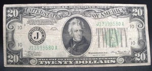 1934 Series $20 Federal Reserve Note Kansas City District - Problem Free Note - Picture 1 of 2
