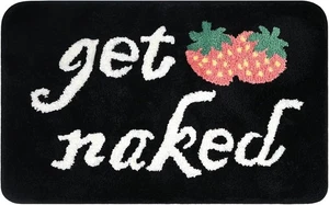 "Alfombras de baño Get Naked Strawberry lindas alfombras decorativas divertidas 20""x32"" blanco y negro" - Imagen 1 de 3