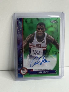 2024 Topps Chrome Olympics Carl Lewis Variation Auto Green /99 Track & Field - Bild 1 von 12