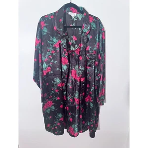 Morgan Taylor Intimates Satin Sleepwear Set Floral Print Pajamas Lingerie 2X - Picture 1 of 9