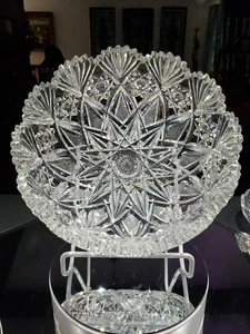 9" BOWL, Antique American Brilliant Cut Glass Crystal Hawkes Signed Gladys - Picture 1 of 24