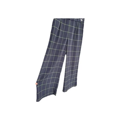 Plaid Palazzo Wide Leg Pants SZ 0  Womens Navy Blue /green CECE — 第 1/4 张图片