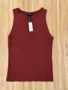 Camiseta sin mangas tejida acanalada borgoña mercado negro de la Casa Blanca talla L nueva con etiquetas $68 - Imagen 1 de 7