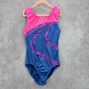 Danskin Freestyle Pink Bule Sparkle Leotard One Piece Bathing Suit Girls 10/12 - Picture 1 of 6