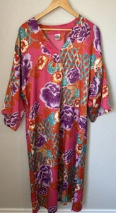 N Natori Large Pink Multi Satin Floral Kimono - Picture 1 of 19