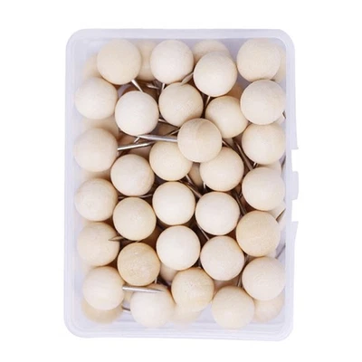 60x Holz Push Pins Pinnadeln Pinnwandnadeln Rundkopf für Pinnwand Heftzwecken - Bild 1 von 4