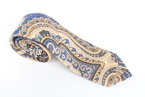 SUITSUPPLY Men Tie ~150 x 8 cm Blue Beige Patterned Cotton Silk Pointed-End - Picture 1 of 7