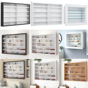 5 Tier Modern Wall Display Cabinet Laminated Model Collections Shelf Black/White - Picture 1 of 28