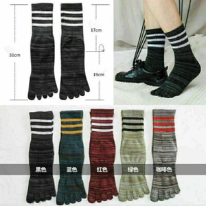 5 Paar Herren Zehen Socken Baumwolle Mischung Streifen Fünf Finger Weiche E W8B9 - Bild 1 von 11