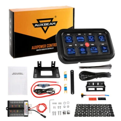 Caja de sistema de relé de panel de interruptor de 8 velocidades azul AUXBEAM para Jeep Wrangler JK TJ CJ YJ Foto 1 de 4