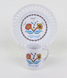 Vintage Mid Century Swedish Berggren Plate and Creamer Var Sa God Scandinavian - Bild 1 von 7