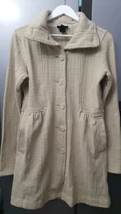 Patagonia Beige Sweater Coat Size M Woven Fit & Flare Womens Winter Long Jacket - Picture 1 of 19