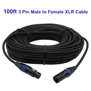 100ft Coded 3-Pin Professional Light DMX Cable Male to female Locking XLR Wire - Picture 1 of 7