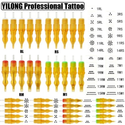 10-100Pcs Premium Professional Sterile Tattoo Cartridge Needle Shader RL RS RM 1 - Image 1 of 4