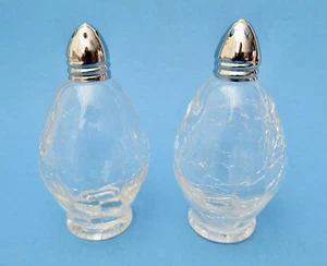 Salz und Pfefferstreuer Crackle Finish Klarglas mit Metall Drehdeckel Vintage - Bild 1 von 5