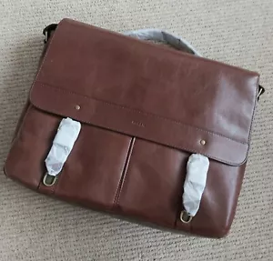 New FOSSIL Dark Brown MESSENGER BAG Shoulder / Handle Laptop Compatible RRP £279 - Picture 1 of 14