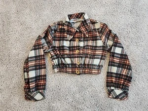 Vintage Disney Pooh Long Sleeve Plaid Crop Top Shirt Sz 10 Union Made 70s ILGWU - Picture 1 of 9