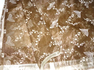 ARTWAY MFG CO CAFE BROWN VELVET SHEER FLORAL TULIPS (1) SHOWER CURTAIN 68X71 - Picture 1 of 6