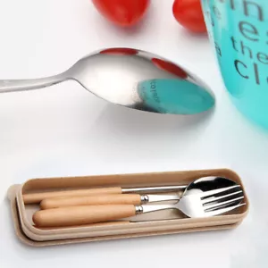 3PCS Travel Cutlery Kit Portable Cutlery Set Travel Dinnerware - Picture 1 of 11