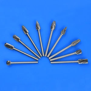 10Pcs Tungsten Steel Solid Carbide Burrs For Dremel Rotary Tool Bit Accessories - Picture 1 of 5