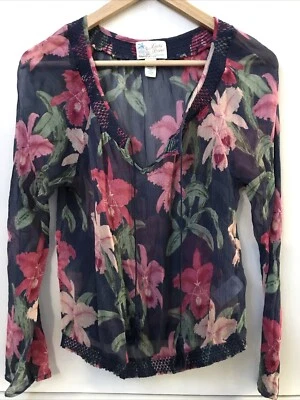 Corbata borla campesina pura floral azul seda 100 % marca Lucky Dale Hope talla S Foto 1 de 4