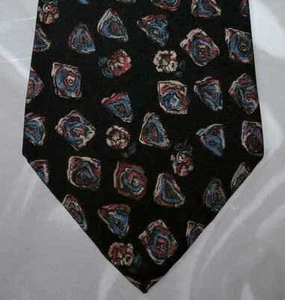 Adolfo Tie Silk Black Pink Blue Abstract Shapes Design NIB t1120  - Picture 1 of 4