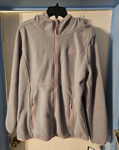 Reebok Womens XL Fleece Full Zip Lightweight Hoodie Pure Grey Jackets OLRB713 - Picture 1 of 3