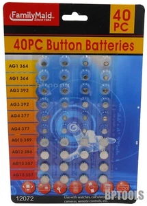 40pc Button Cell Assorted Coin Alkaline Batteries Watch Camera Calculator Toy - Picture 1 of 1