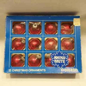 Shiny Brite Red Ball Ornaments Poloron 2" Set of 12 - Picture 1 of 8