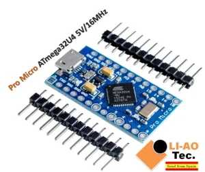 Pro Micro ATmega32U4 5V/16MHz Module with Pin Header for Arduino Leonardo - Foto 1 di 7