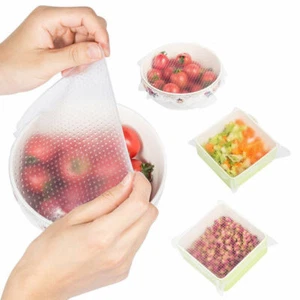 1-6 Stretch Reusable Silicone Bowl Food Storage Wrap Cover Seal Fresh Lids Film - Bild 1 von 12