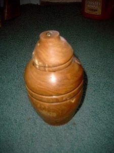 Turned Cedar Wood Ginger Jar Urn - Picture 1 of 1