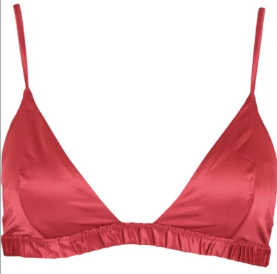 Sujetador salón sin alambre sin acolchado ex Guess rojo triángulo satinado talla XL nuevo con etiquetas Foto 1 de 4