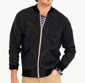 J.Crew Wallace & Barnes fleece Bomber Jacket Gray Medium EUC! - Picture 1 of 8