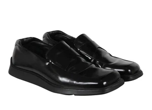 Mocassini Prada uomo vintage anni 2000 punta quadrata US 10 UK 9 pelle nera slip on grossi - Foto 1 di 14