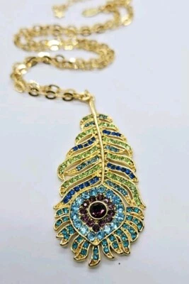 Collar grande de plumas de pavo real Kirks Folly Josephine Spirit Of Flight 3 pulgadas Foto 1 de 4