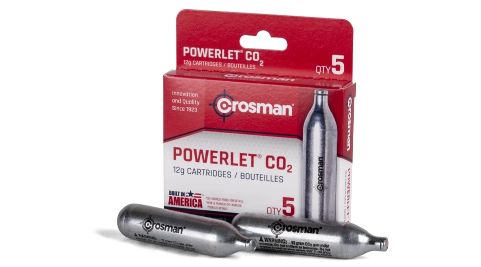 Crosman 12 Gram Co2 Powerlet Cartridges Air Gun Gas Pellet Rifle Pistol 5 Pack! - Image 1 of 1