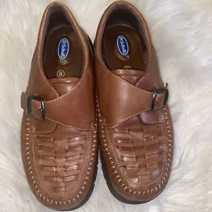 Dr Scholls Womens Brown Leather DOUBLE Air-Pillo Slip-on Shoes Size 8 Oxford - Picture 1 of 3