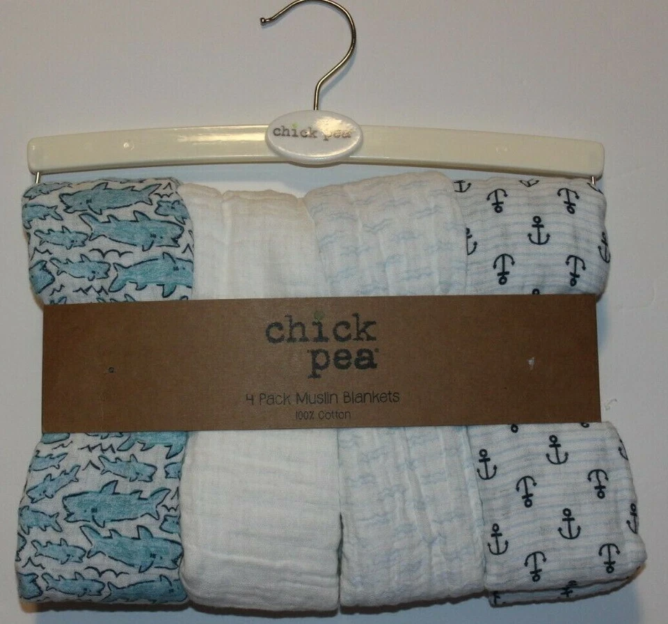 Nuevo paquete de 4 mantas de muselina - algodón puro suave garbanzo 36x40 Foto 1 de 1