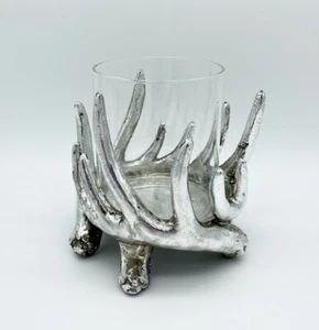 Modernes Windlicht 16 x 16 cm Silber Deko Kerzenhalter Dekoideen - Bild 1 von 1