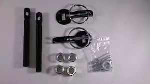 Kit universal de pines de cierre con capucha abatible de montaje de aluminio JDM negro - Imagen 1 de 1