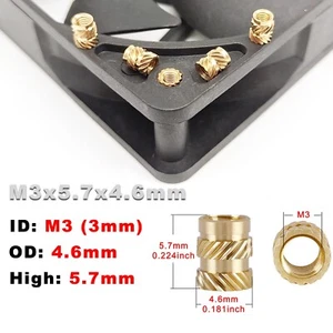 M3x5.7 OD4.6 Knurled Brass Insert Embed Nut for 3D Printer Hot Melt Heat Molding - Picture 1 of 6