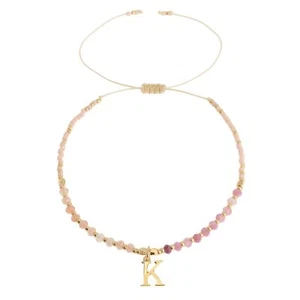 Gold Beaded Natural Stone Initial K Bracelets for Women Teen Girls, Boho Handmad - Picture 1 of 7