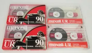 4 Maxell Audio Cassette Tapes Normal Bias UR 90 Min 2 in Wrapper, 2 Open Unused - Picture 1 of 3
