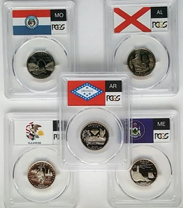 2003-S Clad Proof State Quarter Set ( 5 Coins) PCGS PR70 DCAM-State Flag - Picture 1 of 11