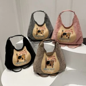 PU Bucket Bag Cartoon Cat Pattern Crossbody Tote Autumn And Winter - Picture 1 of 10