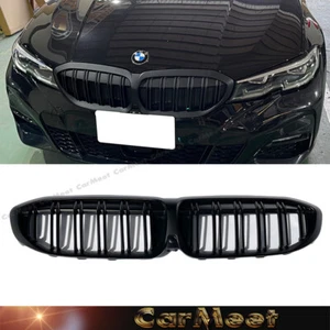 SUPER MATTE BLACK DUAL SLANT FRONT KIDNEY GRILLE FIT 2019 ~2022 BMW G20 G21 ALL - Picture 1 of 4