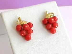 Orecchini in oro giallo 18kt 750 con sfere di Corallo rosso autentico - Foto 1 di 7